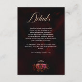 Elegante rode zwarte bloemen Bruiloftsdetails Informatiekaartje (Voorkant)