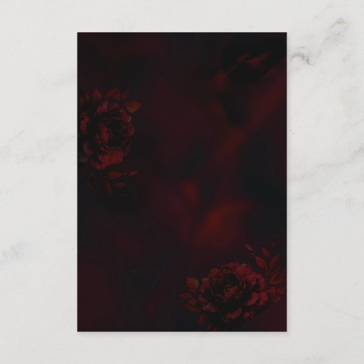 Elegante rode zwarte bloemen Bruiloftsdetails Informatiekaartje (Achterkant)