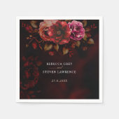 Elegante rode zwarte bloemen romantische moody bru servet (Voorkant)