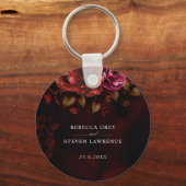 Elegante rode zwarte bloemen Trouwen romantische m Sleutelhanger (Voorkant)
