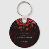 Elegante rode zwarte bloemen Trouwen romantische m Sleutelhanger (Achterkant)