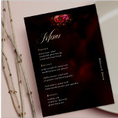 Elegante rode zwarte bloemen Wedding moody Menu