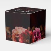 Elegante rode zwarte florale wedding  bedankdoosjes (Voorkant Zijde)