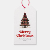 Elegante rode zwarte geruite kerstcadeaubijsluiter cadeaulabel (Voorkant)