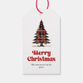 Elegante rode zwarte geruite kerstcadeaubijsluiter cadeaulabel (Achterkant)