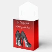 Elegante rode zwarte hoge hak schoen  bedankdoosjes (Geopend)