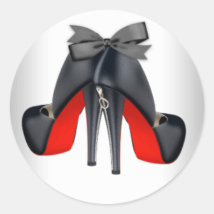 Elegante rode zwarte hoge hak schoenstickers ronde sticker
