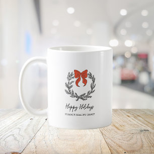 Elegante Rode Zwarte Krans Kerstvakantie Koffiemok
