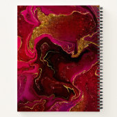 Elegante rode zwarte marmering faux goud glitter notitieboek (Achterkant)
