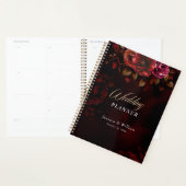 Elegante rode zwarte mysterieuze bloemige bruiloft planner (Display)