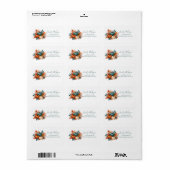 Elegante Roest- en Teal Pompoen Huwelijk Etiket (Full Sheet)