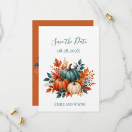 Elegante Roest- en Teal Pompoen Trouwdag Save The Date