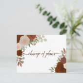 Elegante Roest Oranje Bloemige Verandering van Huw Aankondigingskaart (Staand voorkant)