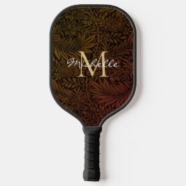 Elegante Roest Oranje Goud Bloem Schrift Monogram Pickleball Paddle