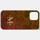 Elegante Roest Oranje Goud Bloemrijke Script Monog Case-Mate iPhone Case (Achterkant (horizontaal))
