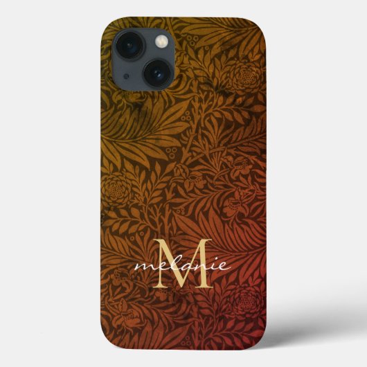 Elegante Roest Oranje Goud Bloemrijke Script Monog Case-Mate iPhone Case (Achterkant)