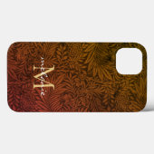 Elegante Roest Oranje Goud Bloemrijke Script Monog Case-Mate iPhone Case (Achterkant (horizontaal))