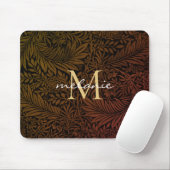 Elegante Roest Oranje Goud Bloemrijke Script Monog Muismat (Met muis)