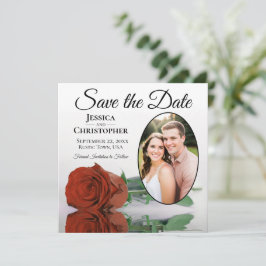 Elegante Roest Oranje Roos Witte Ovale Foto Bruilo Save The Date
