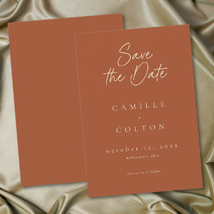 Elegante Roest Terracotta Minimalistische Trouwdag Save The Date