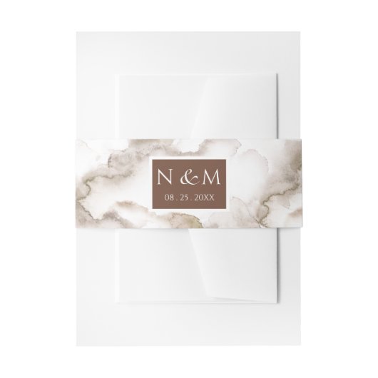 Elegante Roest Waterverf Monogrammed Bruiloft Uitnodigingen Wikkel (Voorkant Voorbeeld)