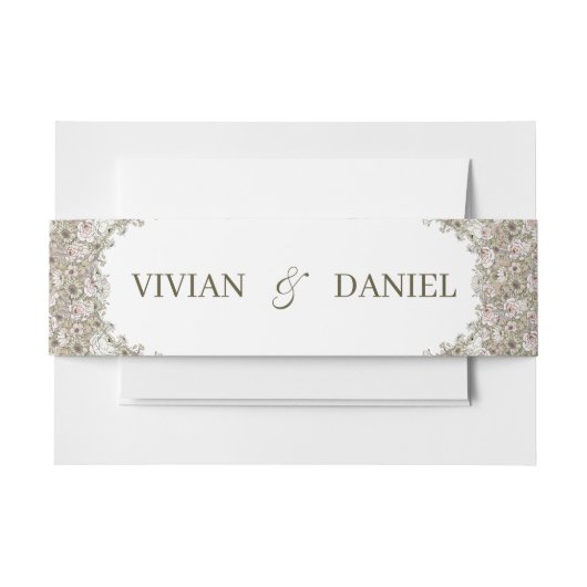 Elegante roestbruine bloemengehakt bruidsbuikband uitnodigingen wikkel (Voorkant Voorbeeld)