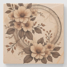Elegante Roestbruine Bloemige Vintage Kant Huwelij Stenen Onderzetter