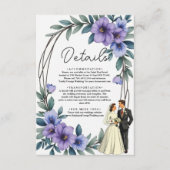 Elegante roestige bloemenkrans Bruid Bruidegom Huw Informatiekaartje (Voorkant)