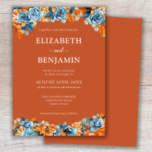 Elegante Roestige Bloemige Navy Roest Terracotta H