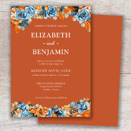 Elegante Roestige Bloemige Navy Roest Terracotta H Kaart