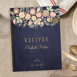 Elegante roestige bloemkookboek recepten journaal notitieboek