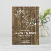 Elegante roestige eucalyptus bruiloft uitnodigings kaart (Staand voorkant)