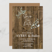 Elegante roestige eucalyptus bruiloft uitnodigings kaart (Voorkant / Achterkant)