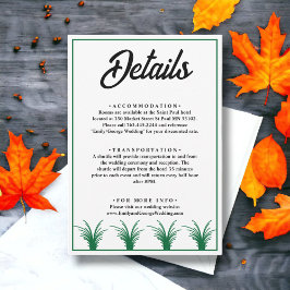 Elegante roestige groene gras herfst bruiloft deta informatiekaartje