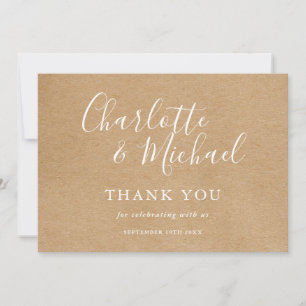 Elegante roestige handtekening script bruiloft bed bedankkaart