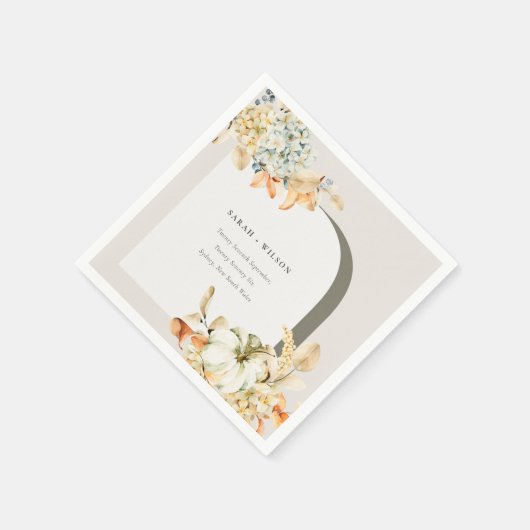 Elegante Roestige Herfst Pompoen Boog Bloemige Bru Servet (Hoek)