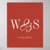 Elegante roestige koppel initials bruiloft poster (Voorkant)