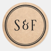 Elegante roestige kraft monogram enveloppe zegel