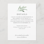 Elegante roestige olijf waterverf bruiloft details informatiekaartje (Voorkant)