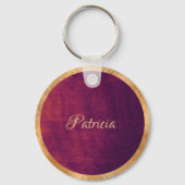 Elegante Roestige Paarse & Gouden Gepersonaliseerd Sleutelhanger (Achterkant)