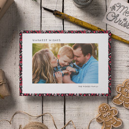 Elegante roestige rode en zwarte kerstfoto feestdagenkaart