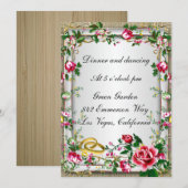 Elegante roestige rode rozen ontvangstkaart kaart (Voorkant / Achterkant)