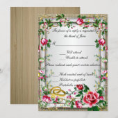 Elegante roestige rode rozen responskaart kaart (Voorkant / Achterkant)