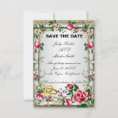 Elegante roestige rode rozen Save The Date kaart (Voorkant)