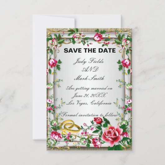 Elegante roestige rode rozen Save The Date kaart (Voorkant)