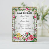 Elegante roestige rode rozen Save The Date kaart (Staand voorkant)