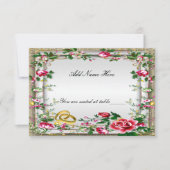 Elegante roestige rode rozen tafel plaatskaart (Voorkant)