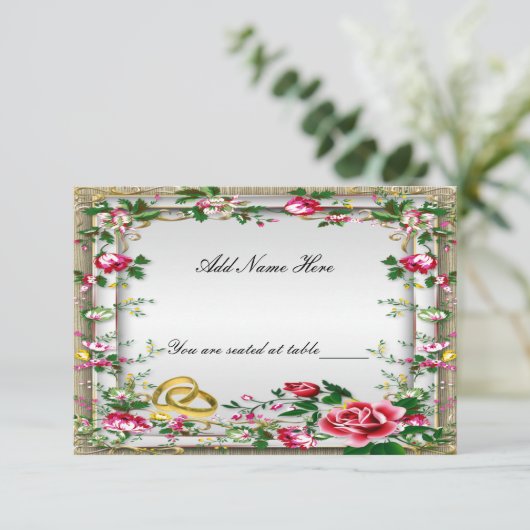 Elegante roestige rode rozen tafel plaatskaart (Staand voorkant)