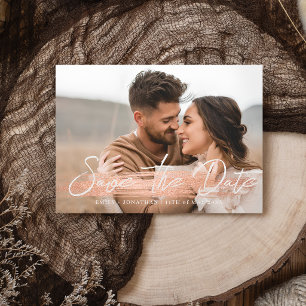 Elegante Roestige Roze Goud 2 Aangepaste Foto Huwe Save The Date