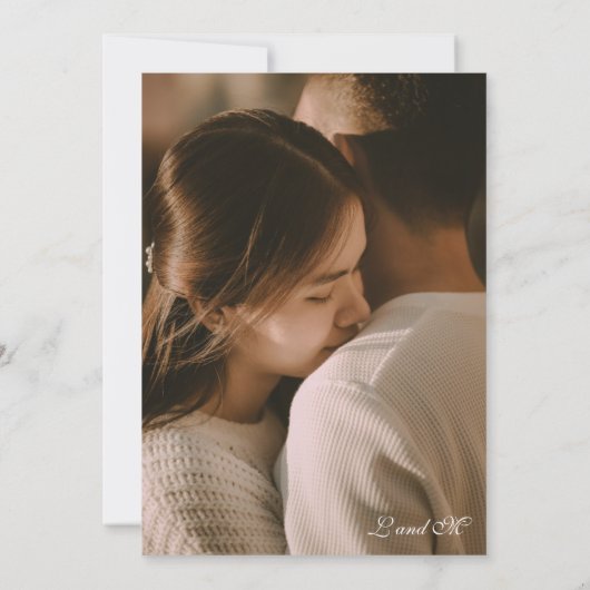 Elegante roestige trouwuitnodiging foto geïnspiree kaart (Achterkant)